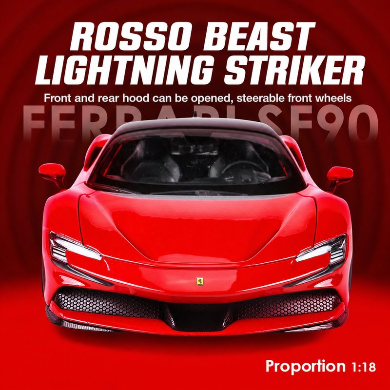 Ferrari SF90 Stradale 1:18 Diecast Model Car – Light & Sound – 001