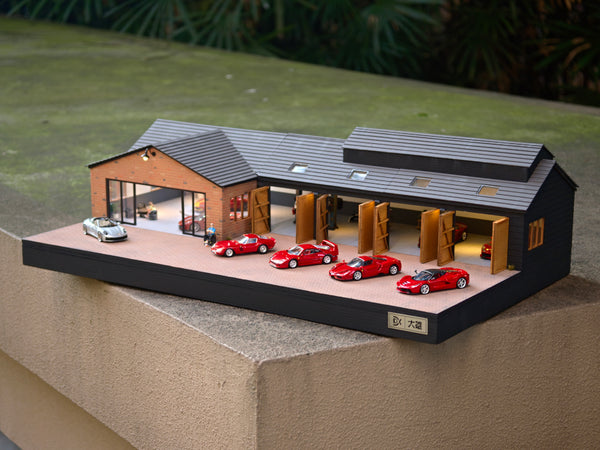 1:64 Bell Garage Diorama with opening display hall doors