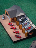 Birds-eye view of the 1:64 Bell Garage Diorama