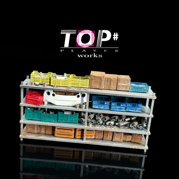 1:64 Weathered Garage Parts Storage Rack