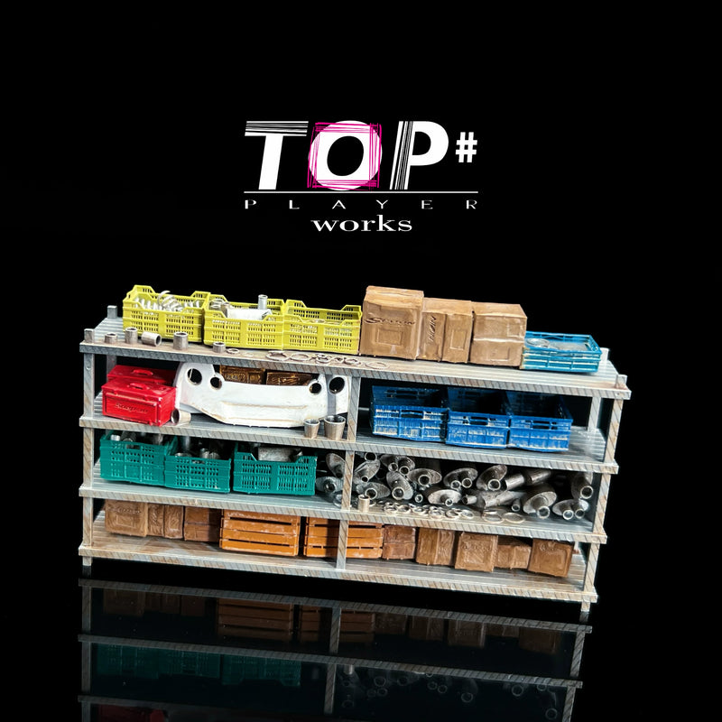 1:64 Weathered Garage Parts Storage Rack